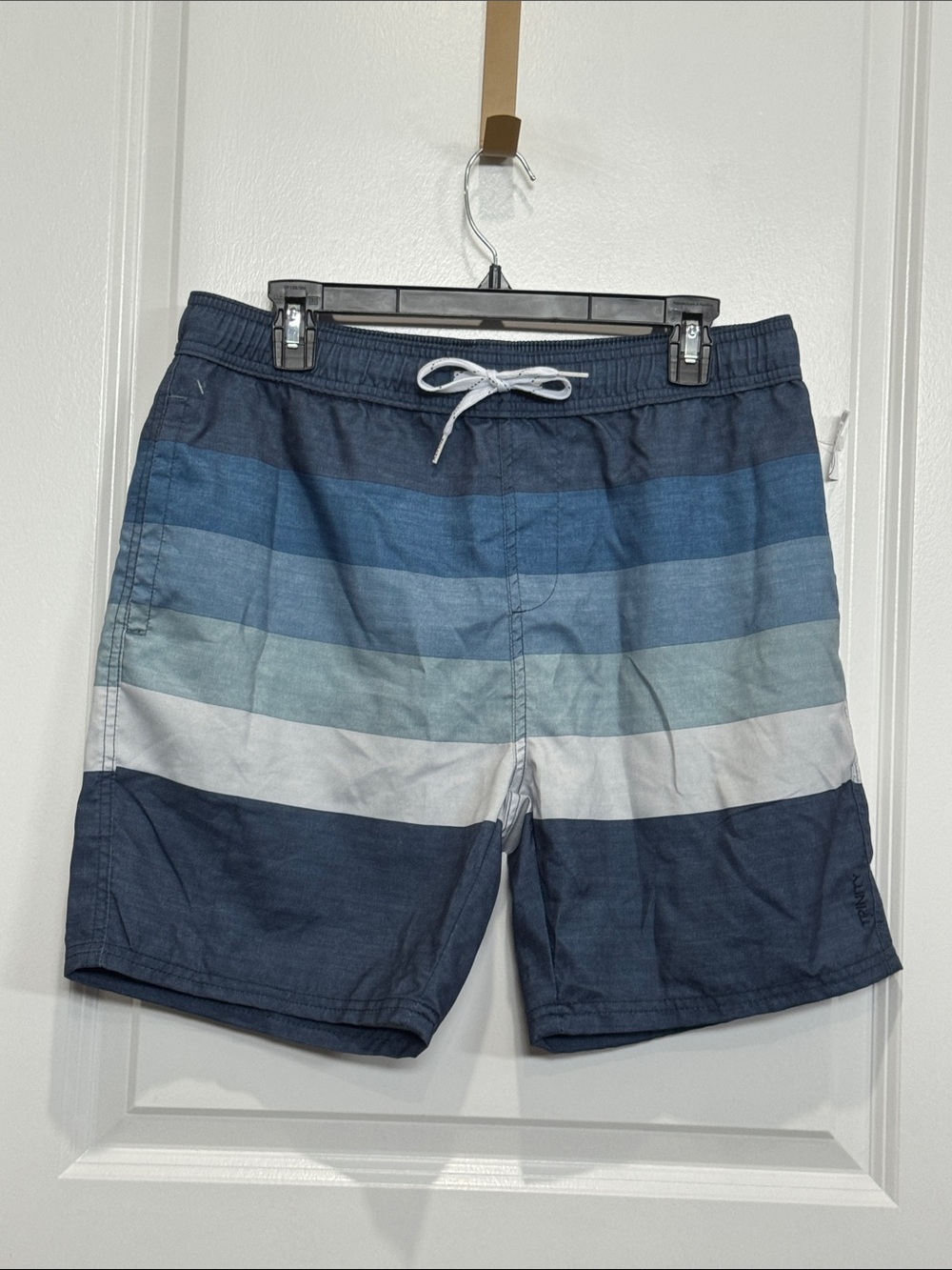 Men's Blue Striped Swim Trunks